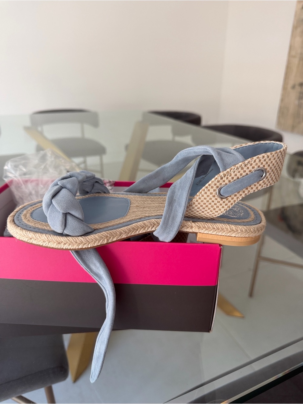 Vince Camuto Light Blue Braided Espadrille Tie Sandals - Women